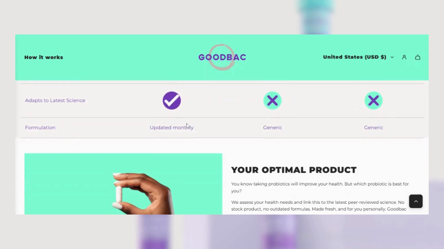GoodBac personalized quiz and product recommendation flow