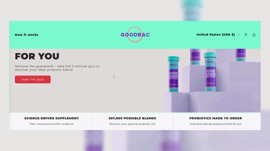 GoodBac Shopify storefront with probiotic product positioning