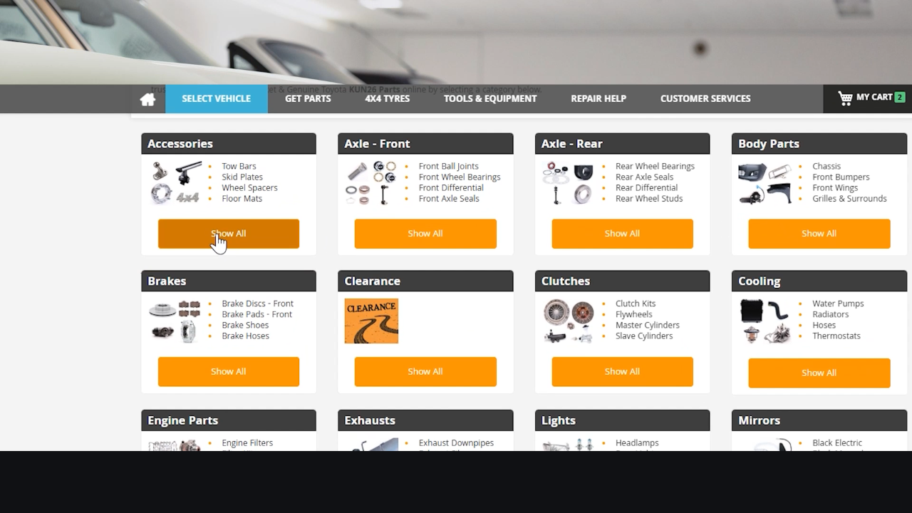 RoughTrax category navigation