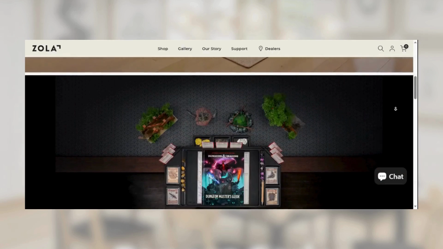Zolamod tabletop layout with immersive board game setup
